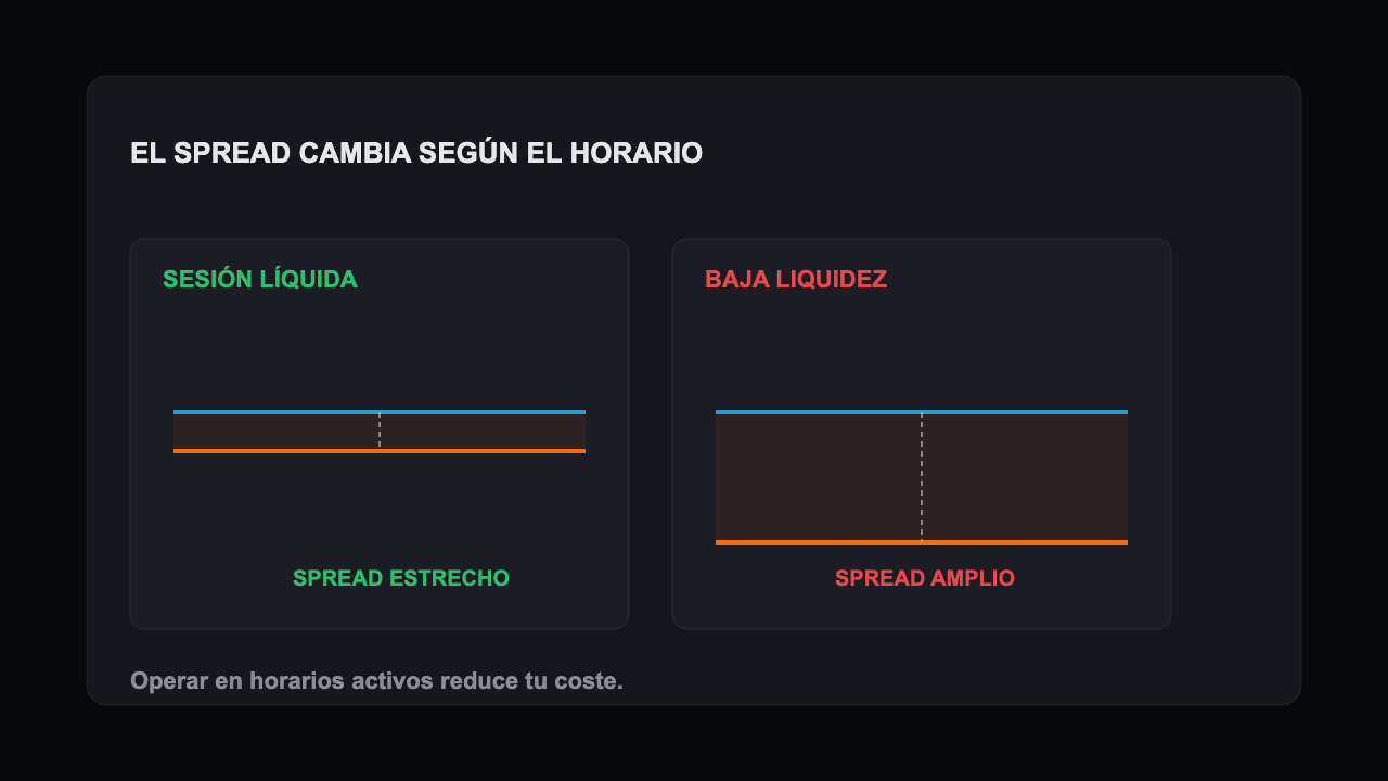 Cómo reducir el impacto del spread en trading eligiendo horarios y activos con menor diferencial