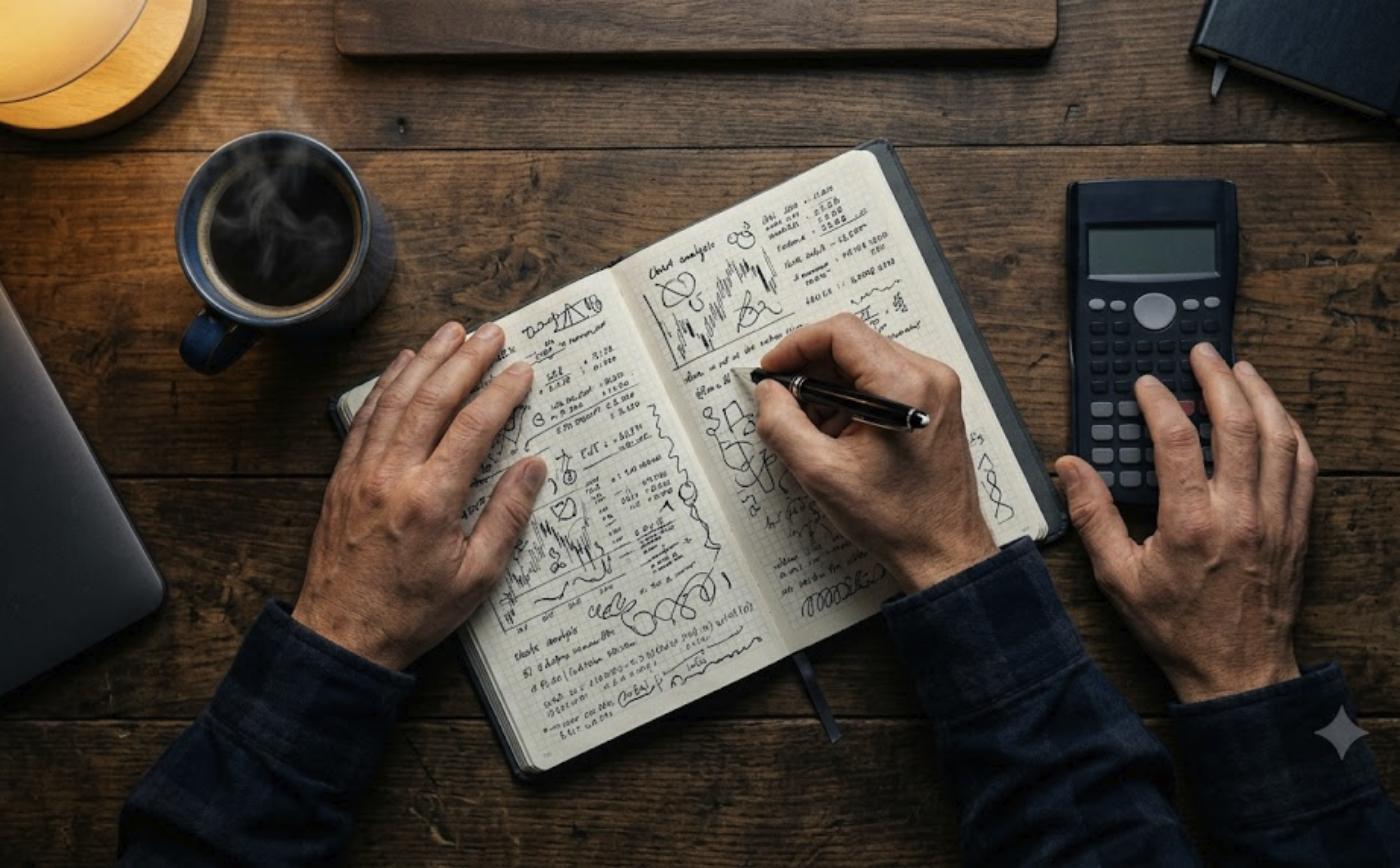 Gestion del riesgo en el trading: cuaderno, calculadora y disciplina